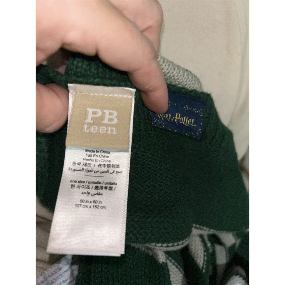 Pottery Barn Teen Harry Potter Slytherin Green Stripe Knit Throw Blanket 50x60